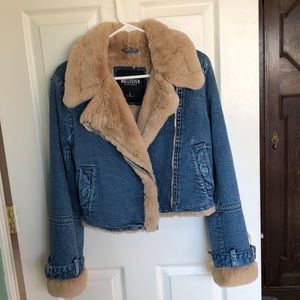 Hollister California Womens Small Faux Fur-lined Denim Jean Jacket